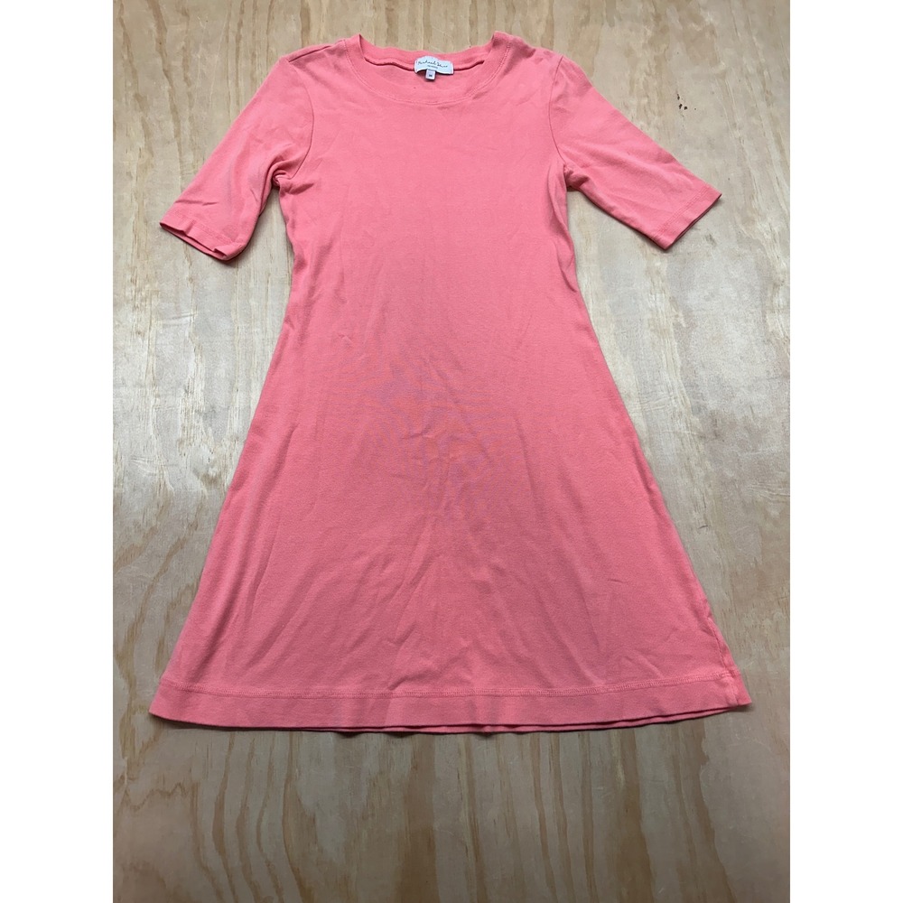 Michael Stars Pink Cotton Ribbed Short Sleeve A-Line T-Shirt Dress XS USA